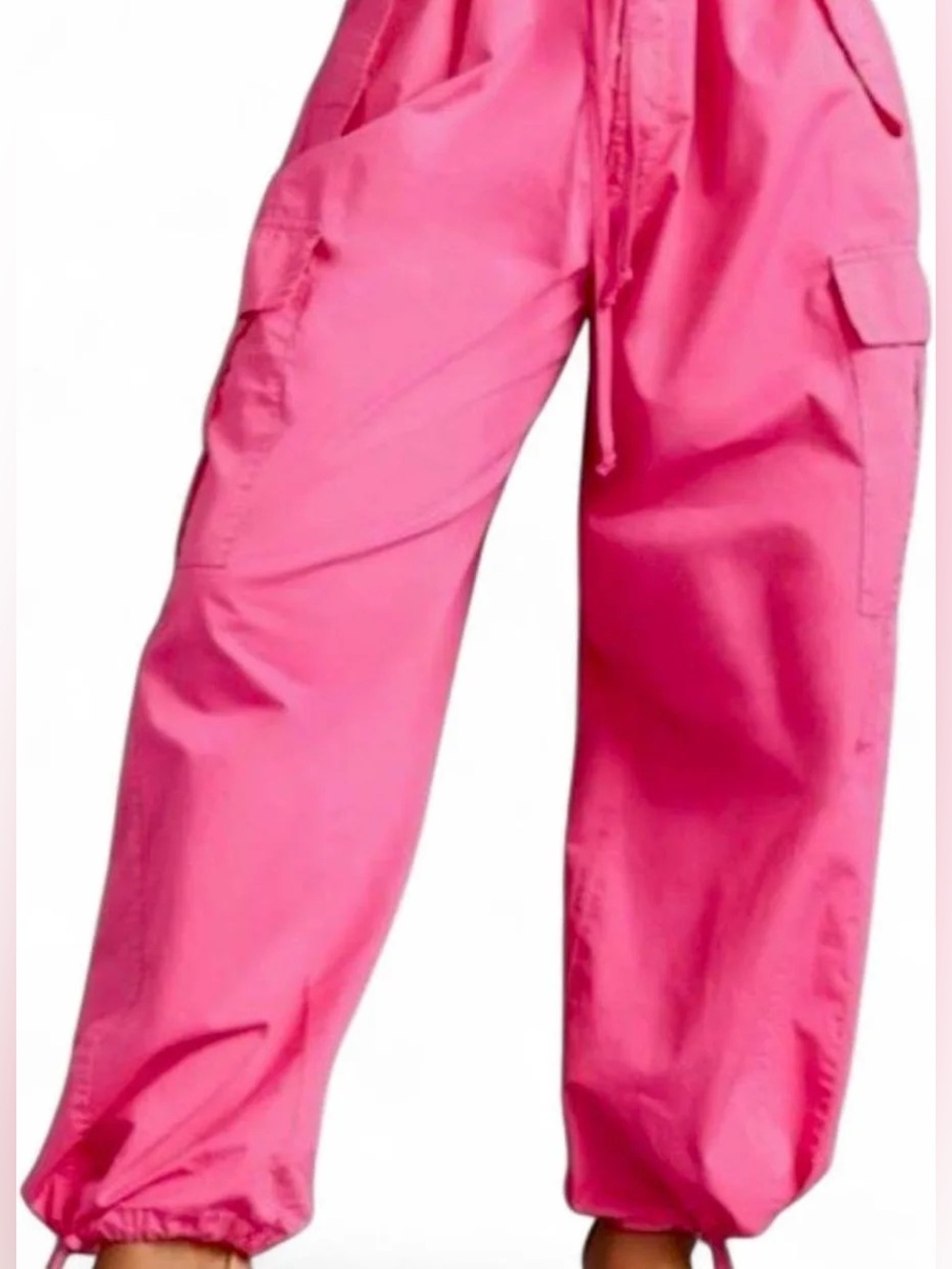 NWT Good American Pink Parachute Cargo Joggers Large